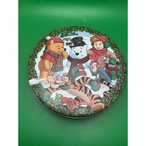Disney, Pooh's Hunny Pots, 6.5" Snowman Holiday Tin, Tigger, Piglet
